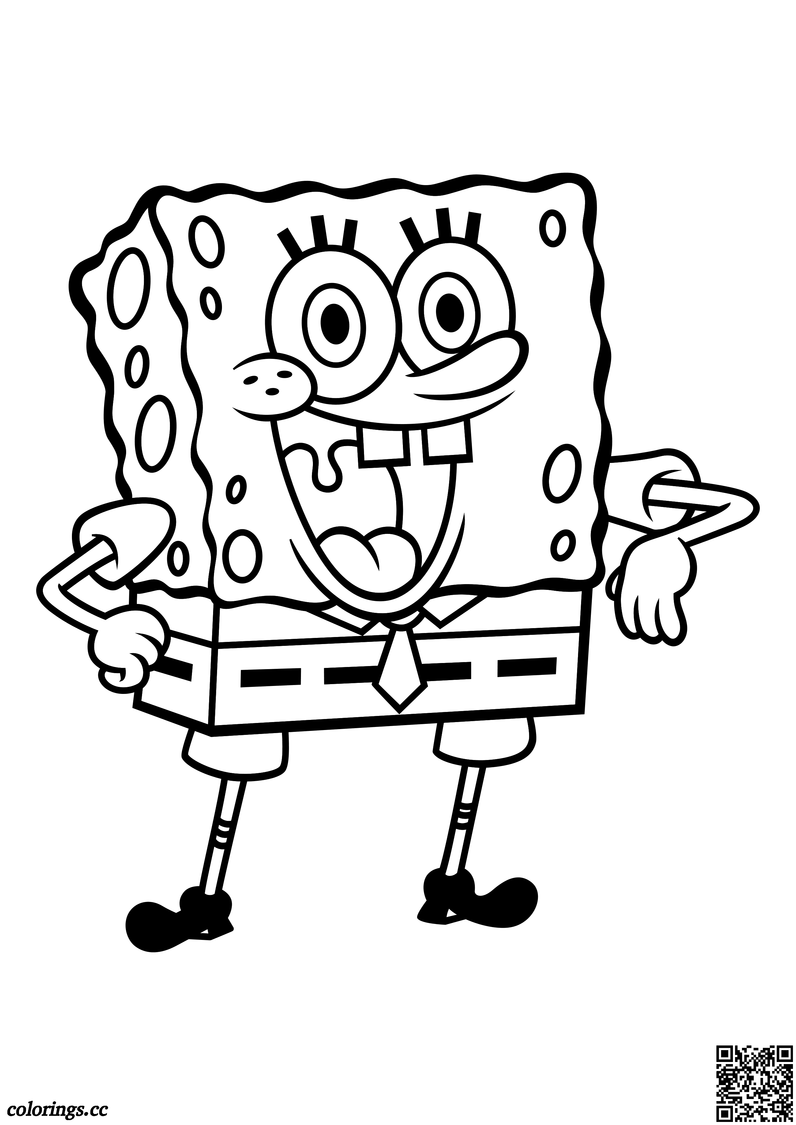 SpongeBob omalovánky, Spongebob v kalhotách omalovánky - Colorings.cc