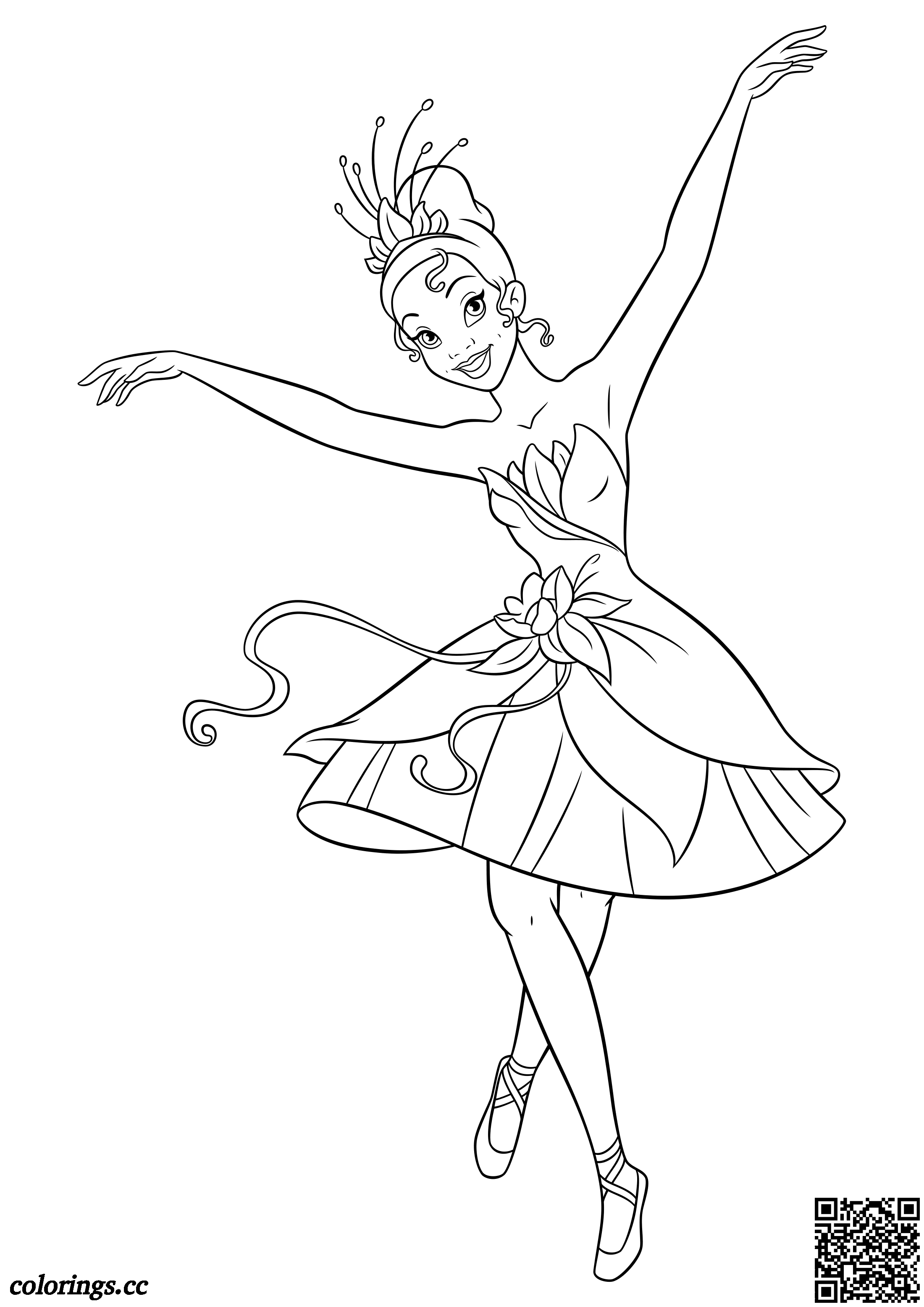 Nord Vest søster glide Tiana ballerina tegninger til farvelægning, Disney prinsesser tegninger til  farvelægning - Colorings.cc