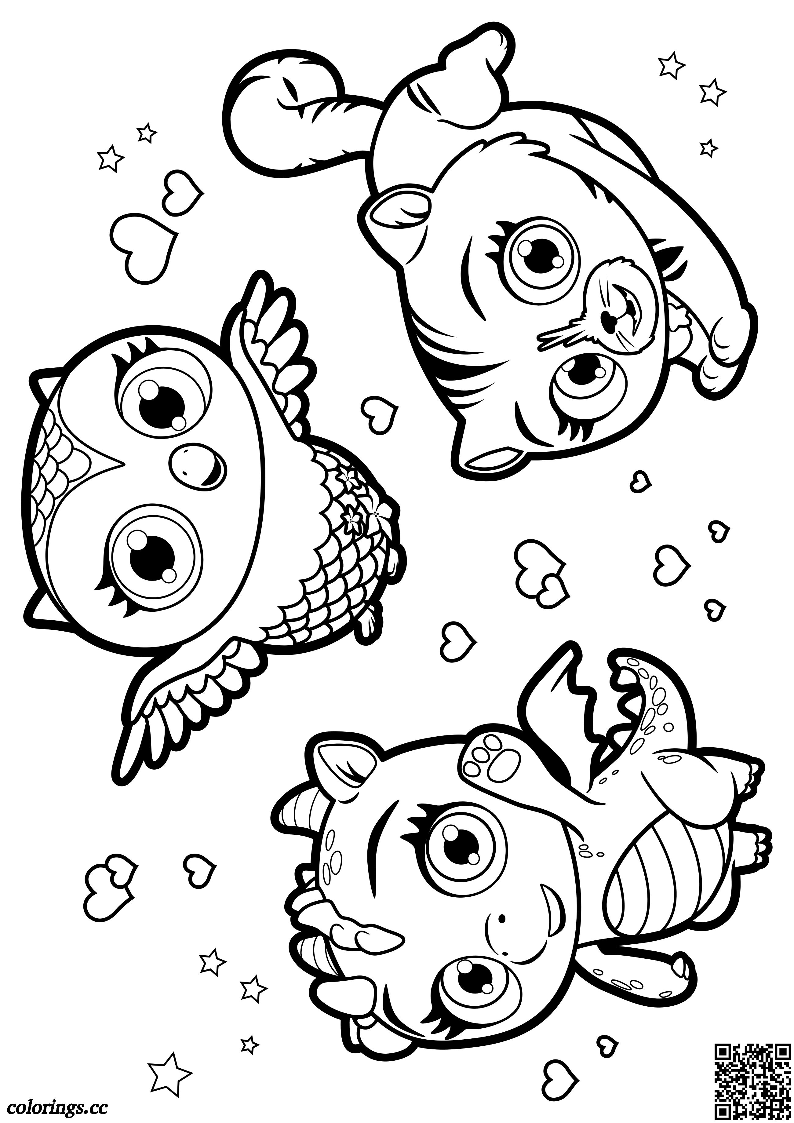 Flare, Treble and Seven coloring pages, Little fairies coloring pages