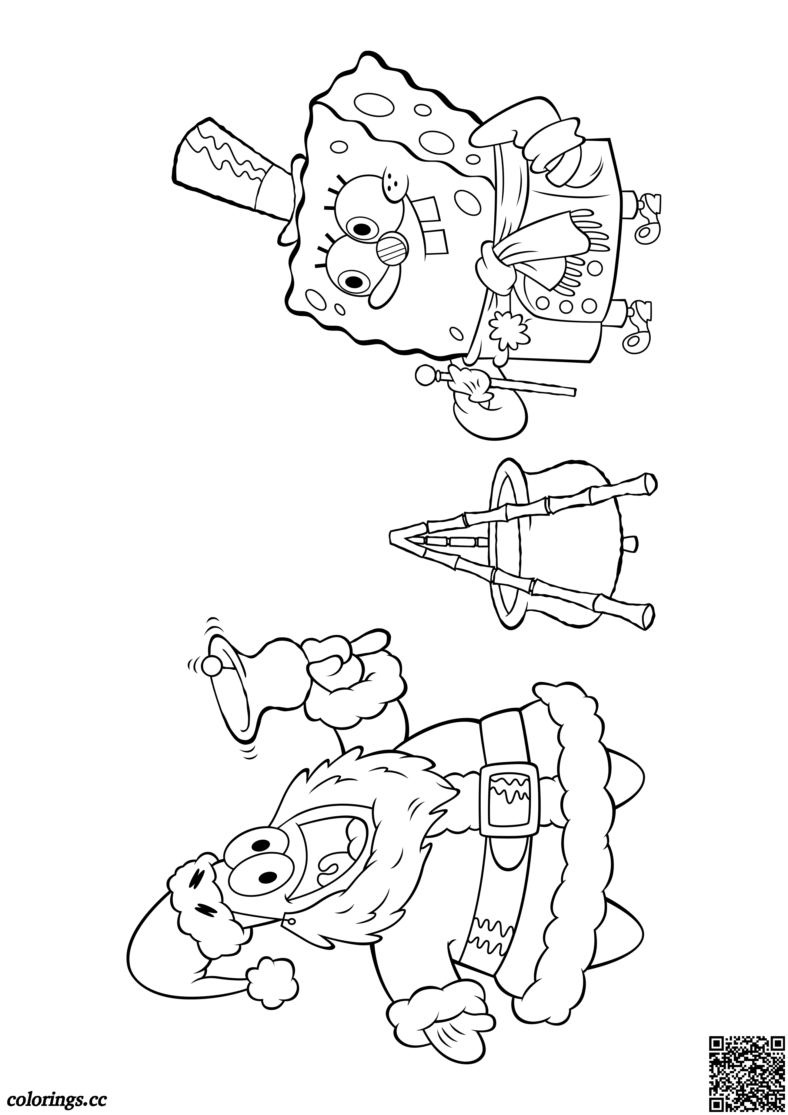 Patrick Star og SpongeBob til jul tegninger til farvelægning, SvampeBob