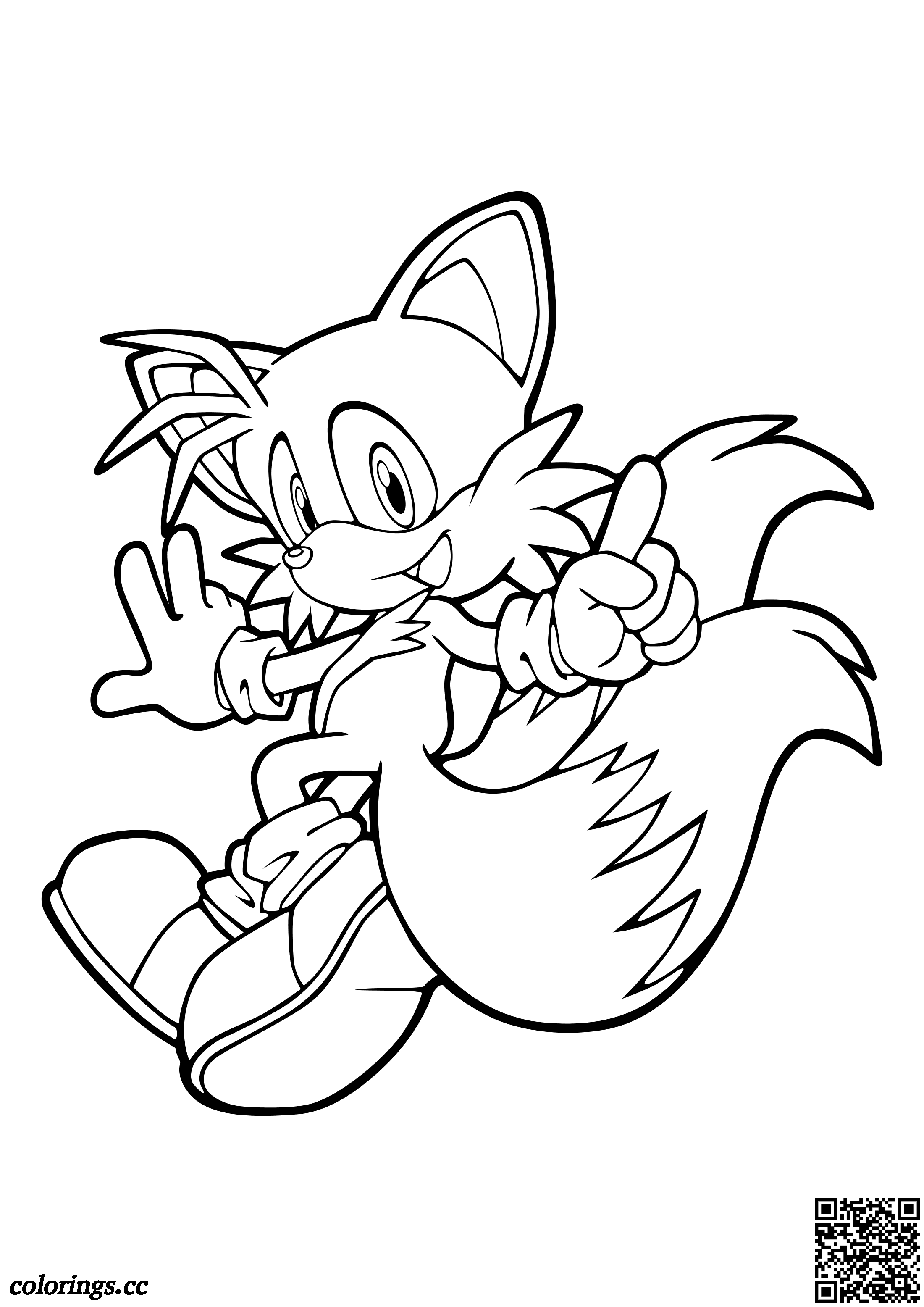 Tails is running coloring pages, Sonic the Hedgehog coloring pages