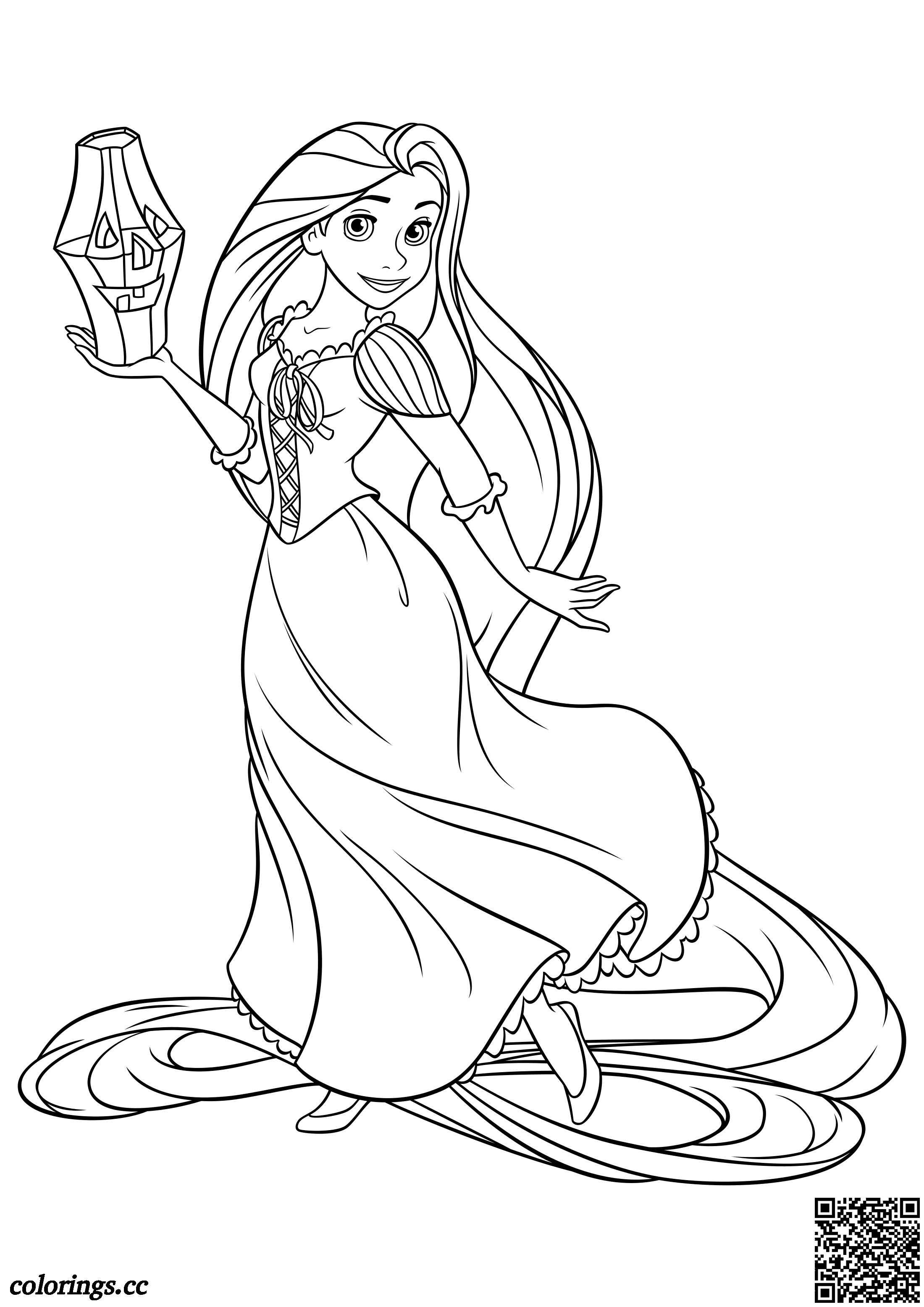 Rapunzel and Halloween Flashlight coloring pages, Disney princesses