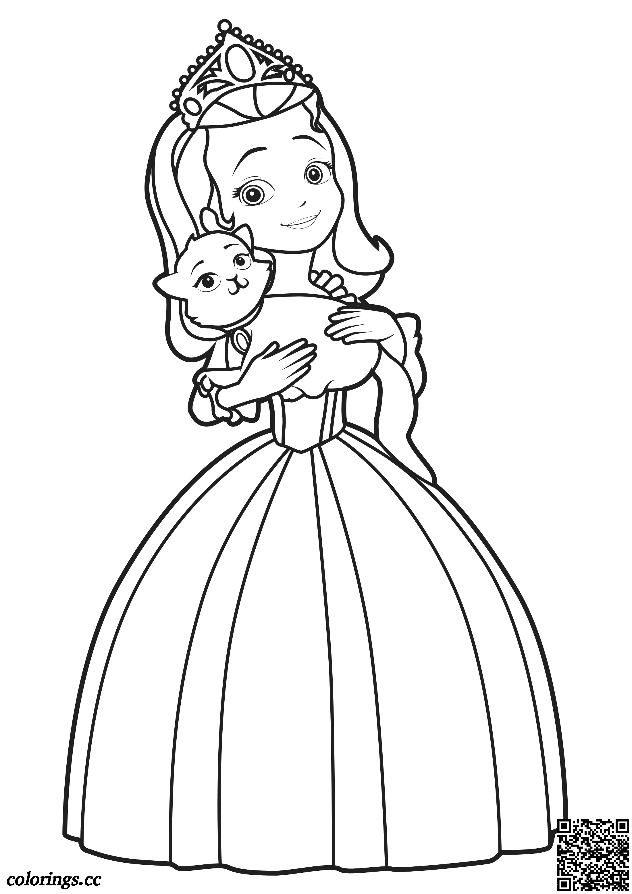 Princess Amber with a kitten coloring pages, Sofia the First ...