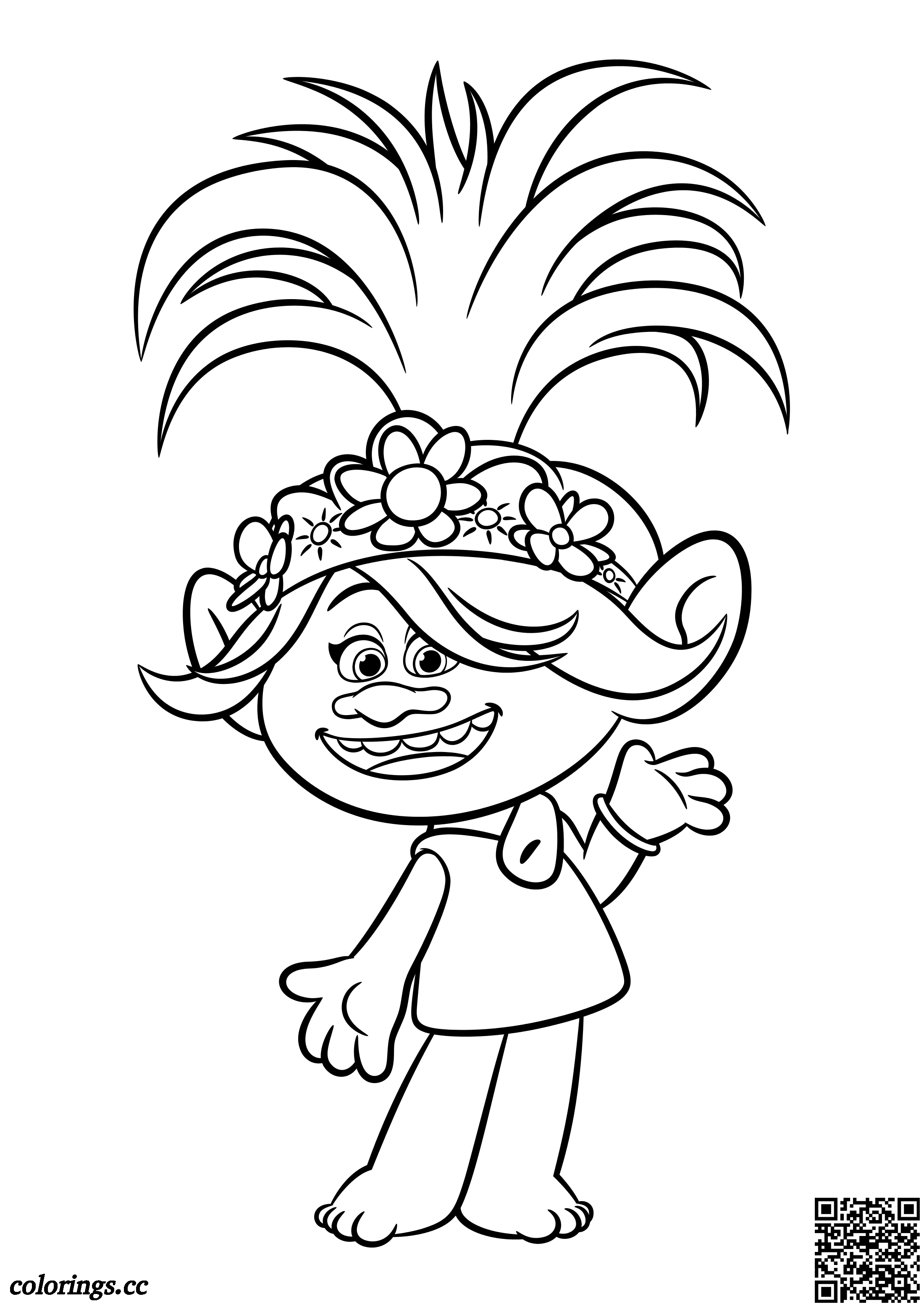 Poppy, a princesa dos Trolls para colorir e imprimir