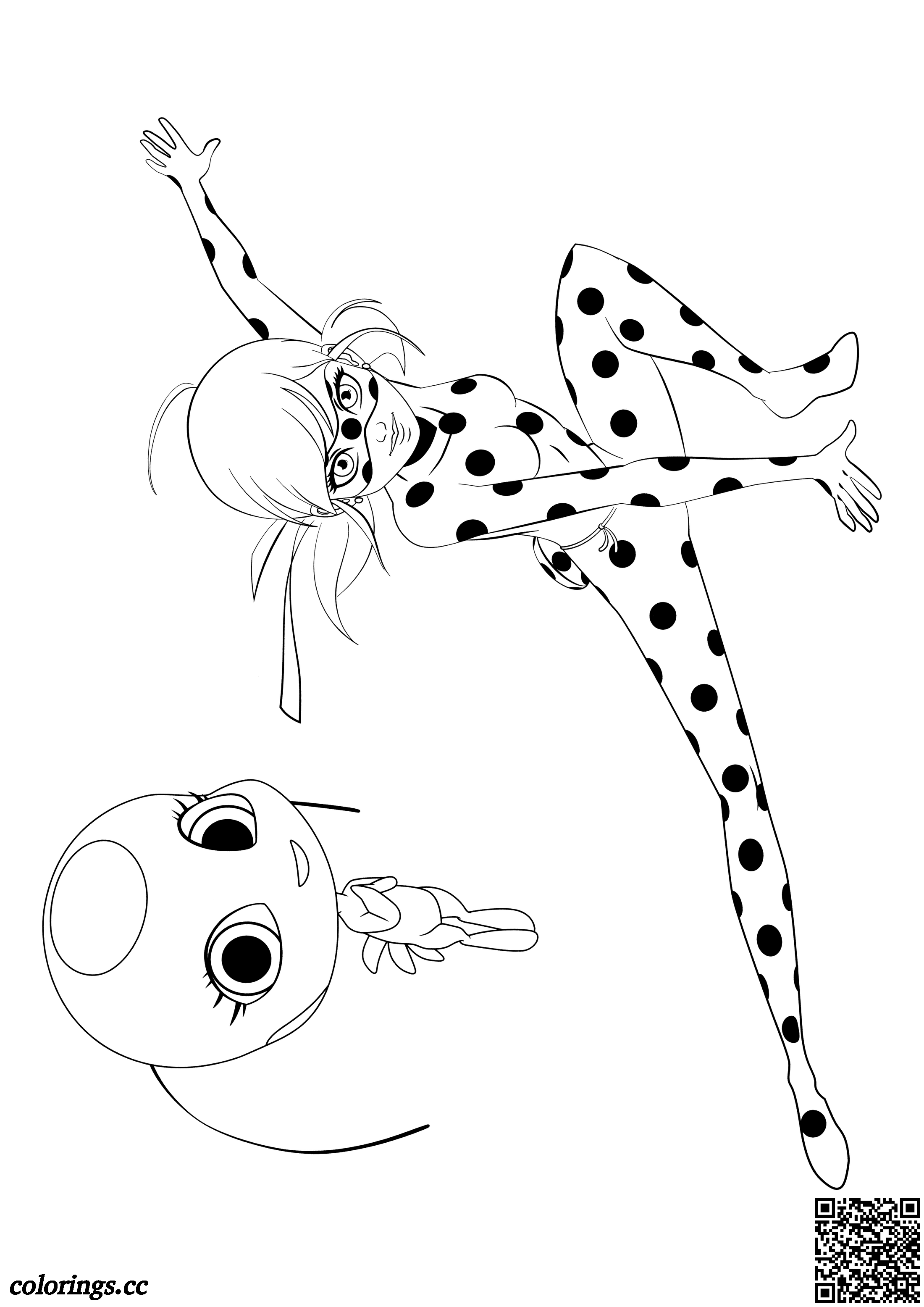 Desenhos de Pintar Tikki Miraculous Ladybug para Crianças, Desenho Animado