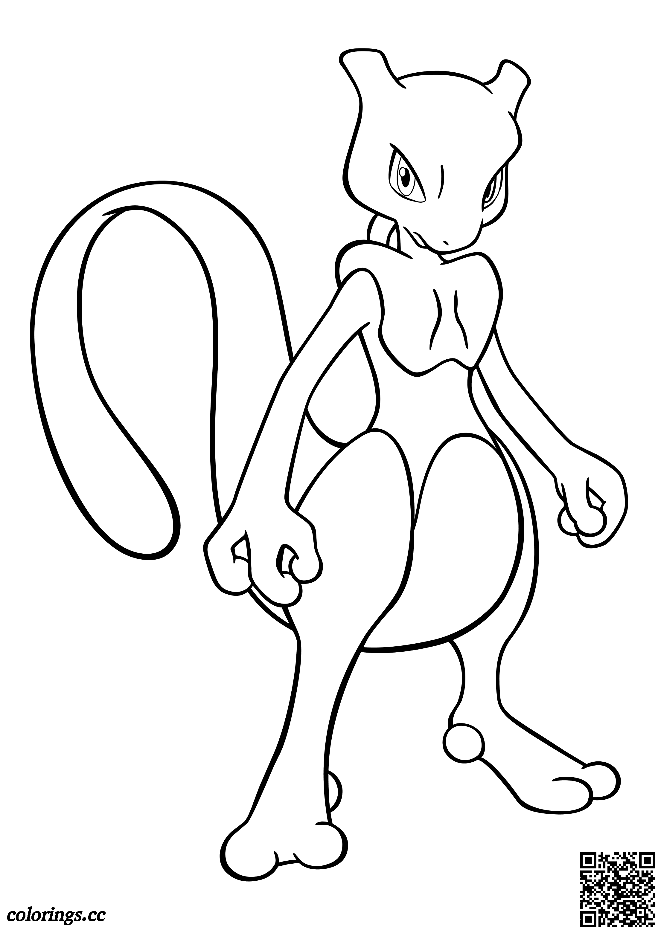 Desenho de Mewtwo de Pokemon para colorir