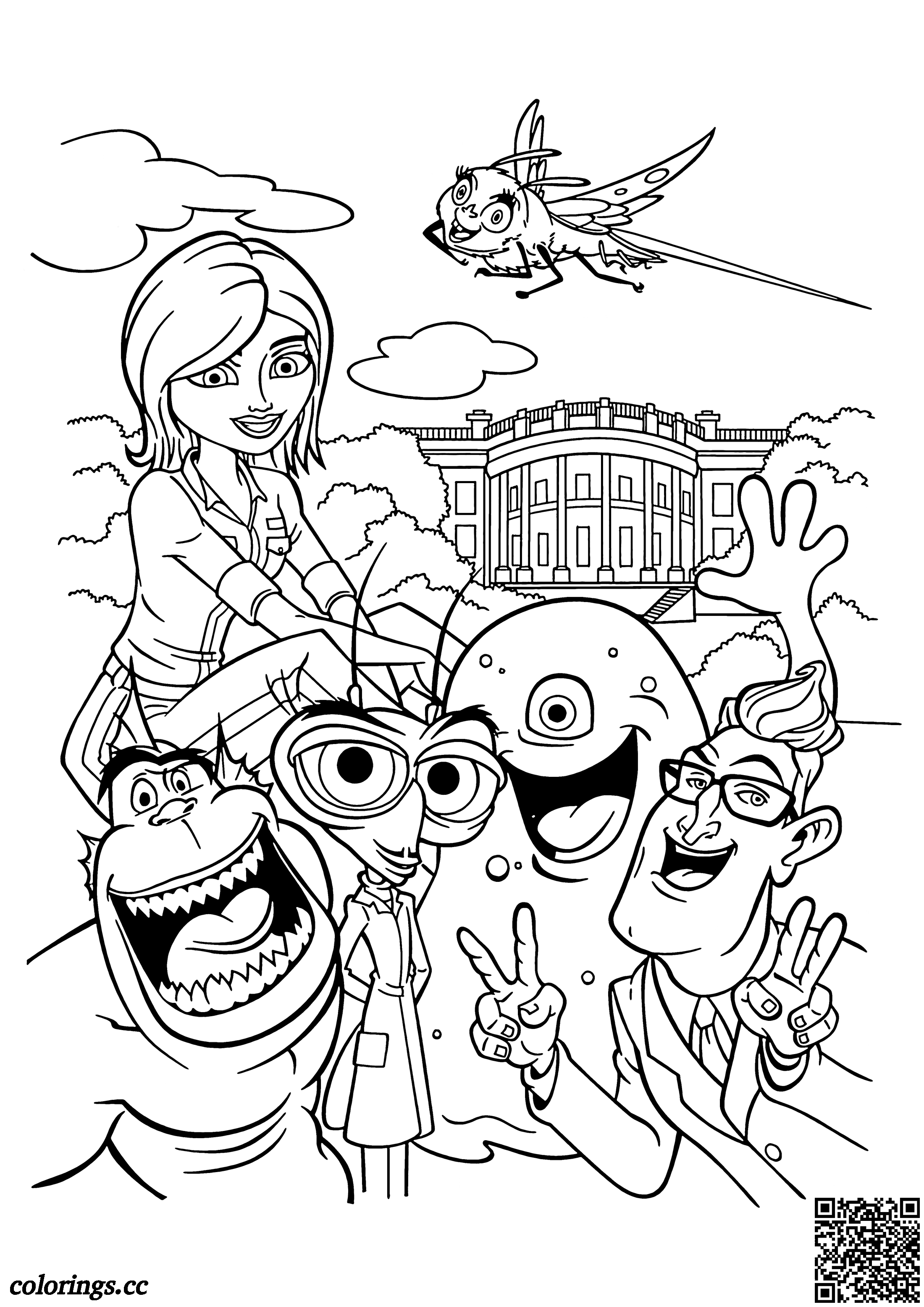 Monsters vs Aliens desenho para colorir