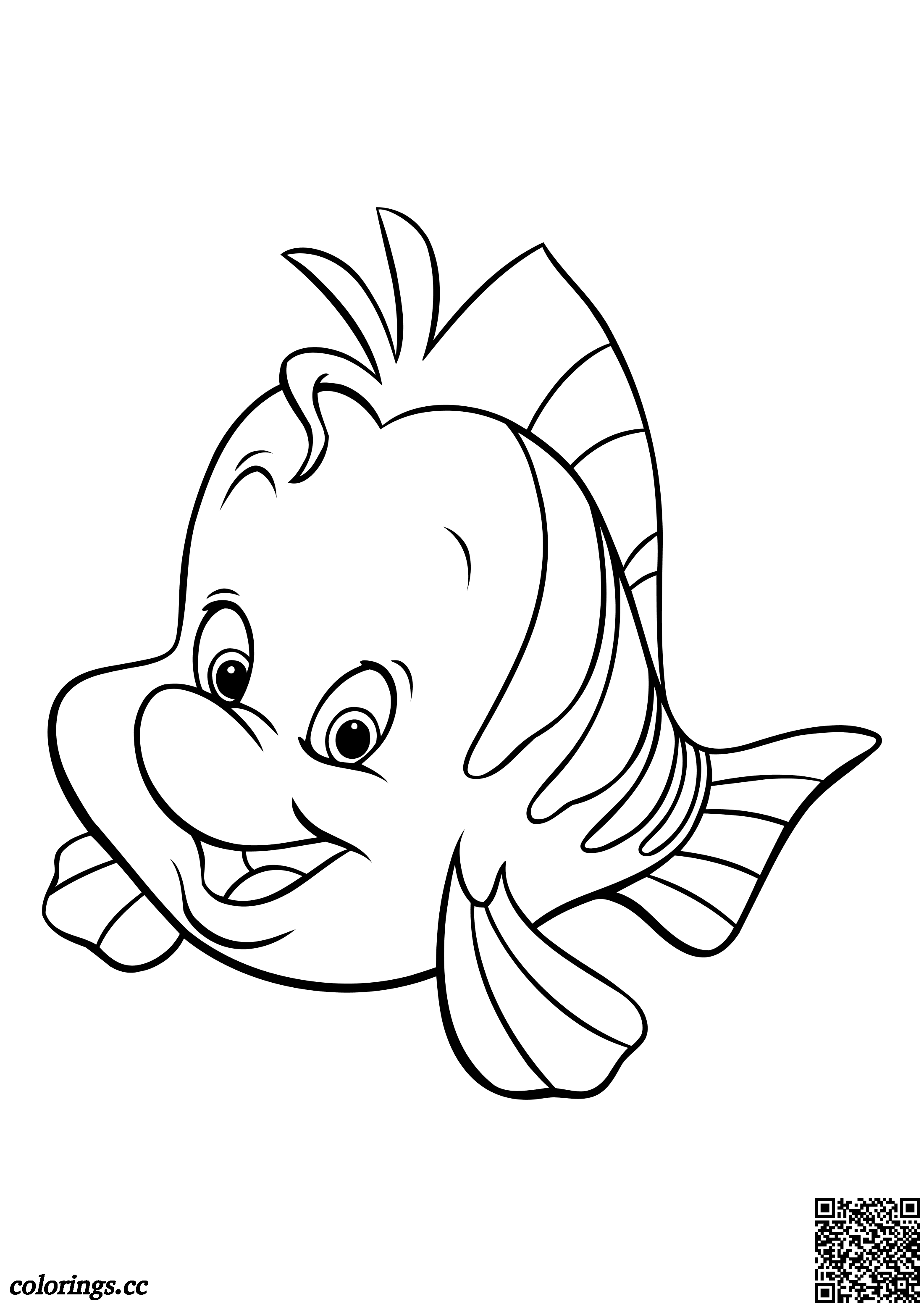 Flounder Fish is Ariel's best friend coloring pages, Mermaid coloring ...