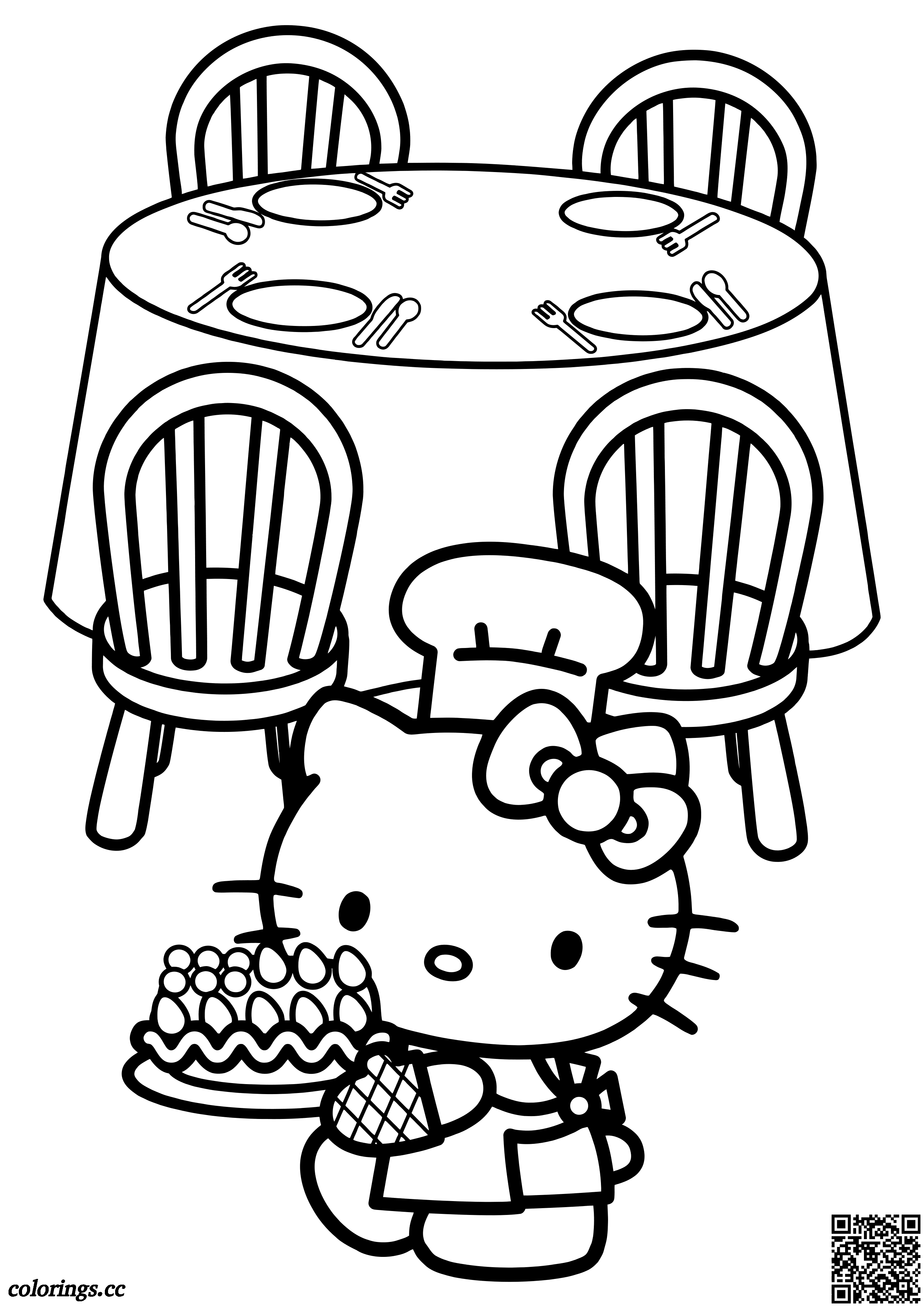 Kitty made a cake coloring pages, Hello Kitty coloring pages ...