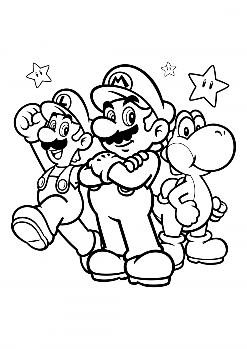 Luigi, Mario og Yoshi