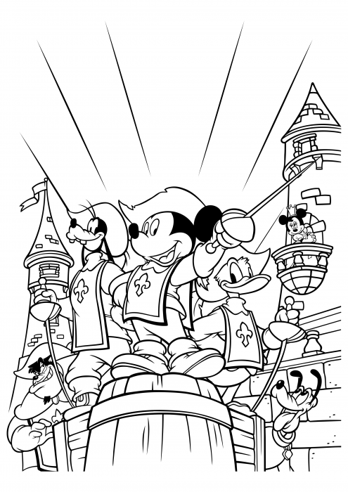 Os três mosqueteiros: Mickey, Donald e Pateta