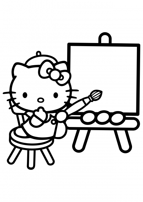 Kitty thinks what to draw