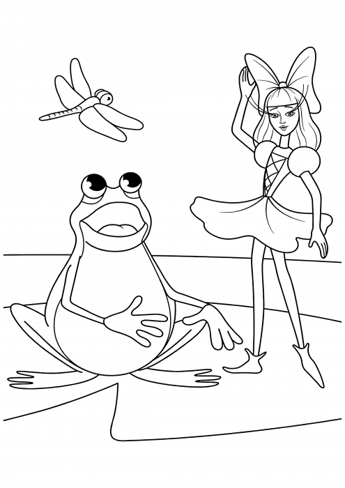 Toad and Thumbelina on a water lily