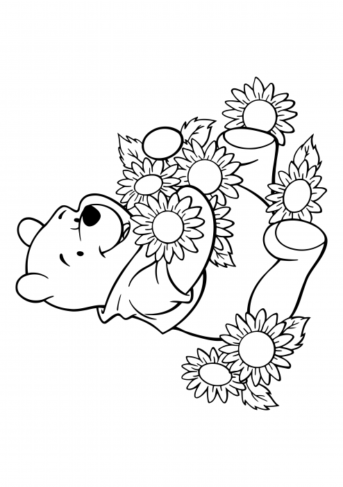 Medvídek Pú s květinami