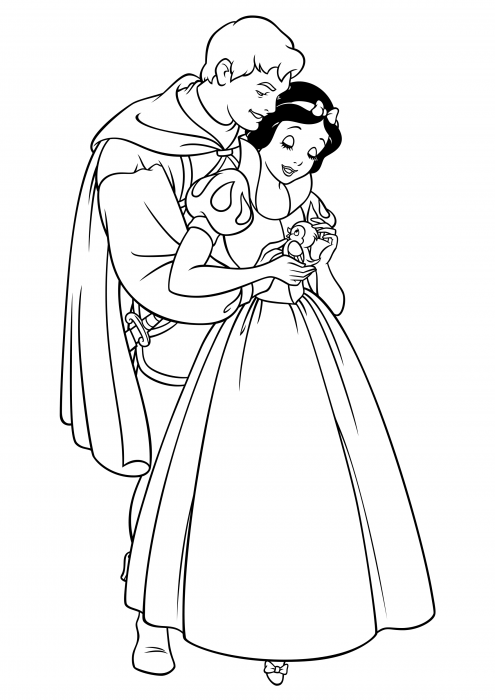 Prince and Snow White with a bird