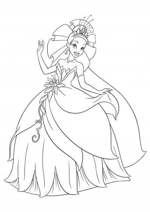 Tiana dancing in a ball gown