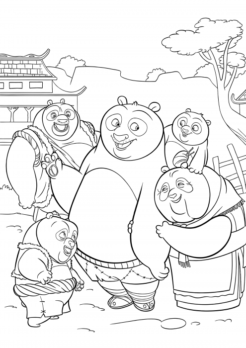 Les pandas heureux rencontrent Po