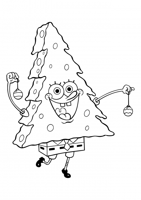 Bob Esponja - Árvore de Natal livro de colorir, Bob Esponja Calça Quadrada  livro de colorir 