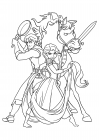 Flynn Rider, calul Maximus și Rapunzel