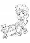 Strawberry Shortcake is carrying a kitten Custard