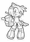 Amy Rose with a jar of juice