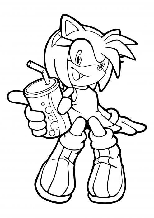 Amy Rose med en burk juice