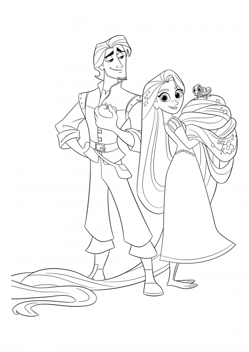 Flynn Rider, Rapunzel and Pascal