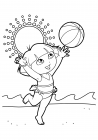 Dasha with a ball on the beach