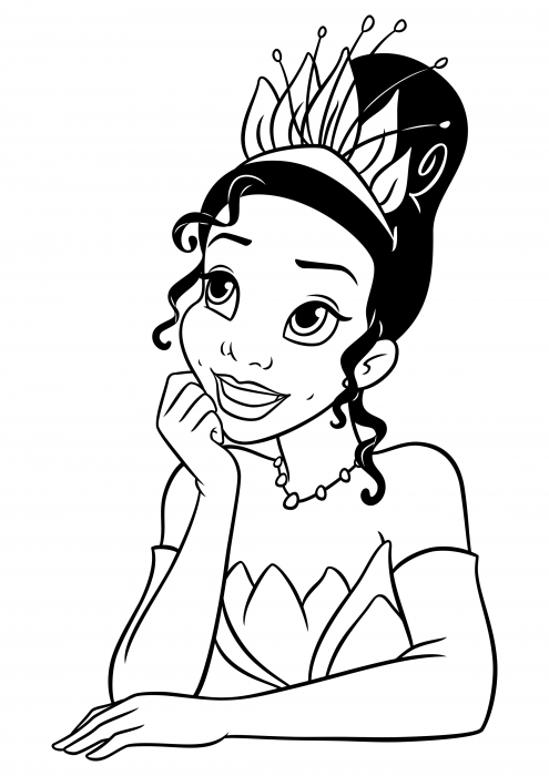 Dreamy Tiana coloring pages, Disney princesses coloring pages