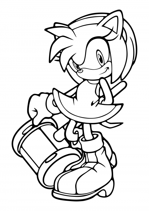 Amy Rose With A Piko Piko Hammer Coloring Pages Sonic The Hedgehog Coloring Pages Colorings Cc