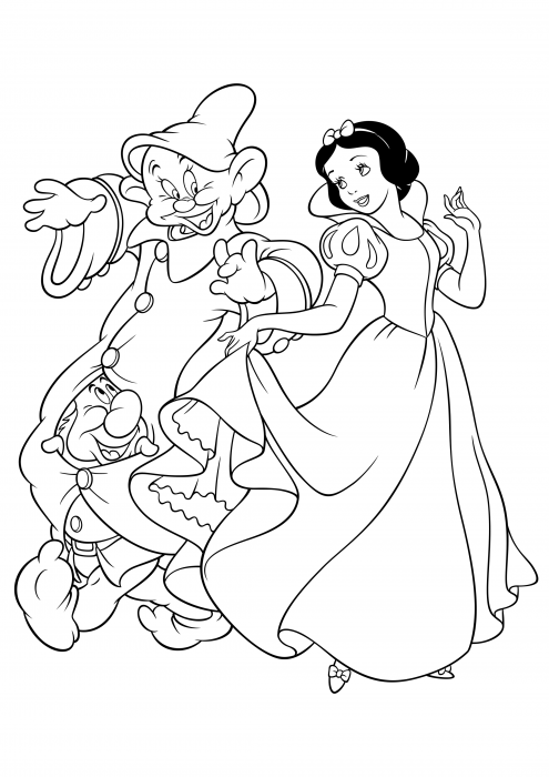 Snow white with funny dwarfs