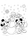 Mickey and his friends made a snowman