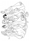 Aurora, Tiana, Rapunzel, Branca de Neve, Cinderela