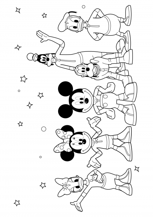Daisy, Minnie, Mickey, Pluto, Goofy and Donald