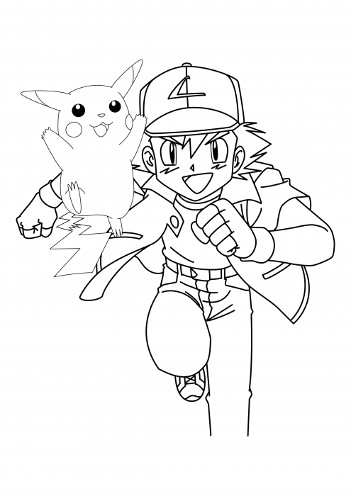 Desenhos para colorir do Pokemon - Ash e Pikachu - Escola Educação