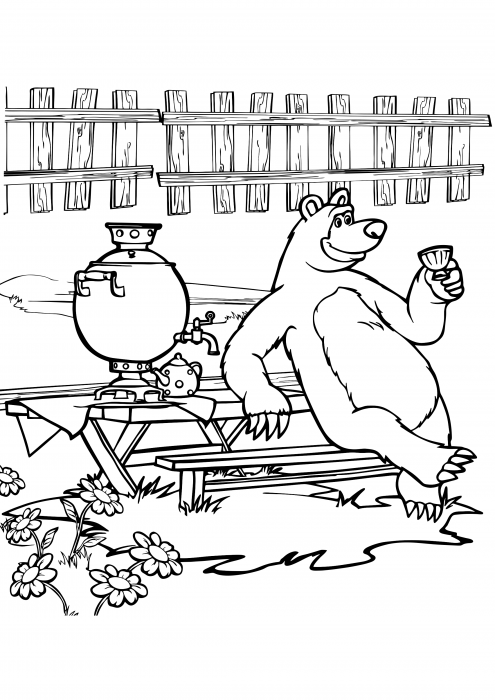 Bear drinking tea