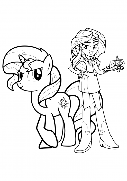 Sunset Shimmer Pony and Girl