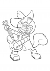 Sandy Cheeks with a guitar