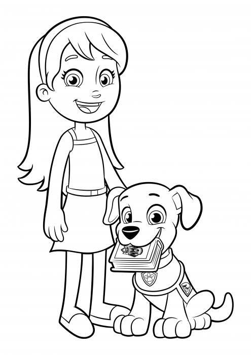 Katie and Puppy Assistant coloring pages, Paw patrol coloring pages
