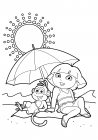 Dasha with a Shoe under an umbrella