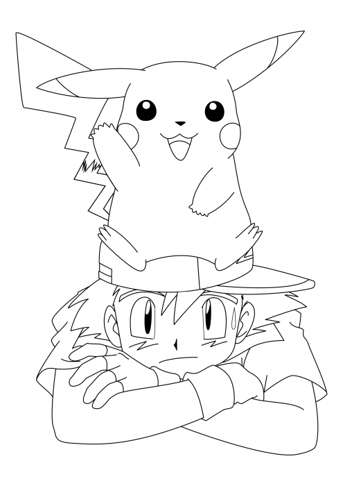 Como desenhar e pintar Ash e Pikachu de Pokemon 