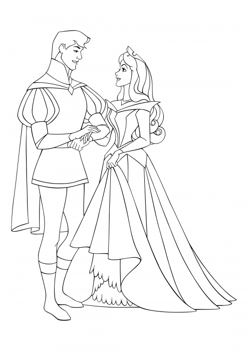 Coloring for girls - Disney Princess - Prince Phillip and Princess Aurora