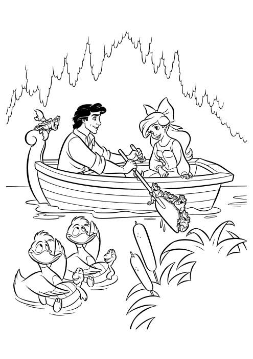 Eric e Ariel andam de barco