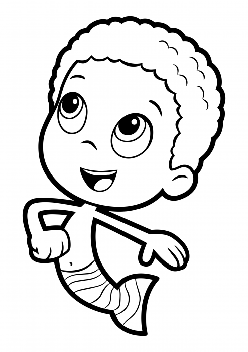 Guppy boy Goby coloring pages, Guppies and bubbles coloring pages