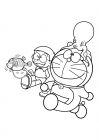 Nobita and Doraemon with marine pets