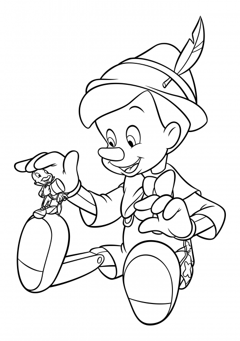 Pinocchio stroking Jiminy