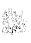 Coloring Page - Kristoff, Elsa, Anna, Olaf and Sven