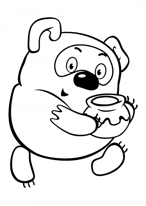 Medvídek Pú s nádobou na med