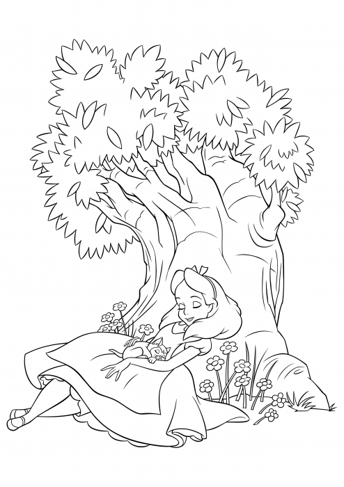 Alice sleeps under a tree
