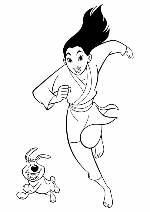 Mulan løber med lillebror